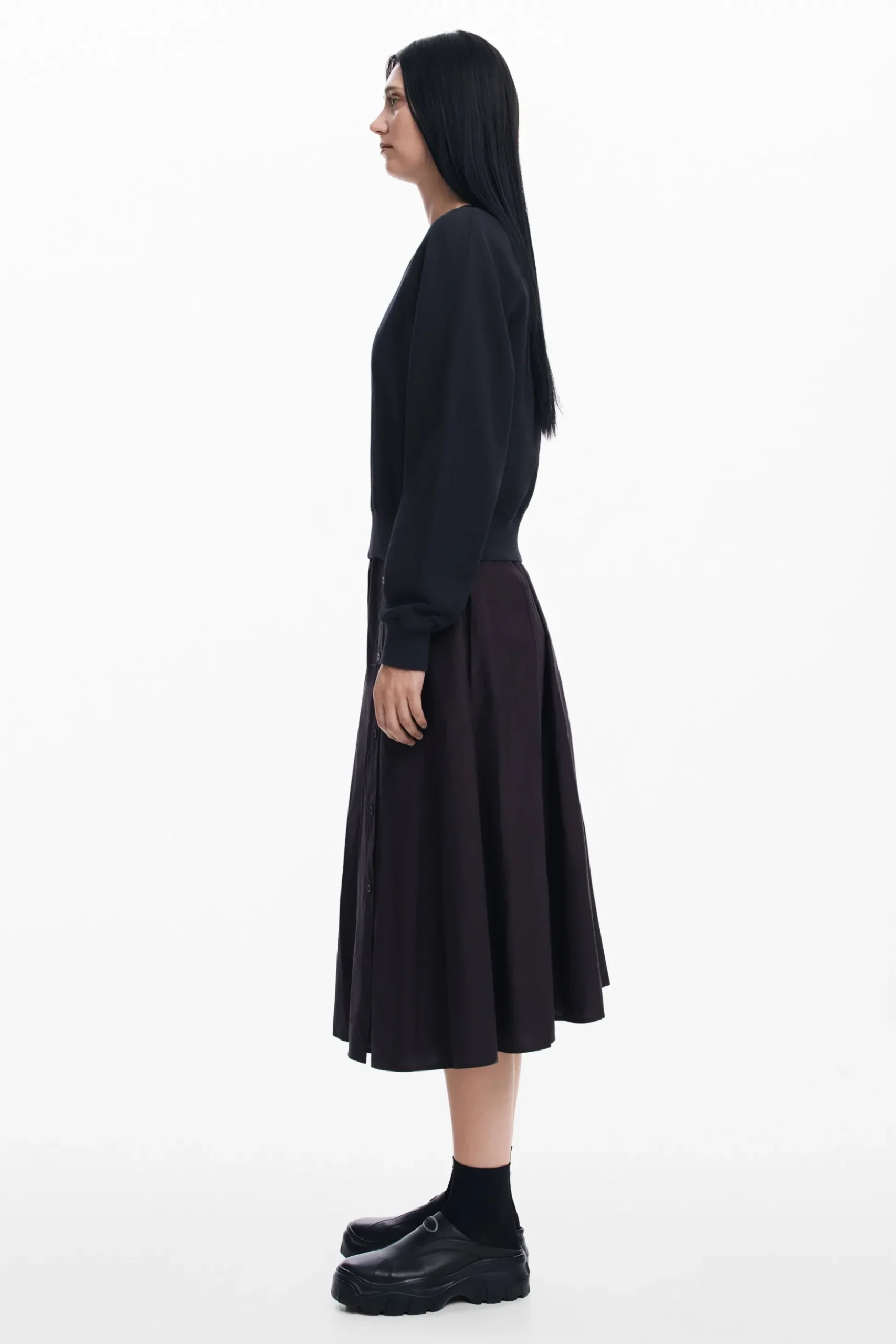 Vestido combinado liso