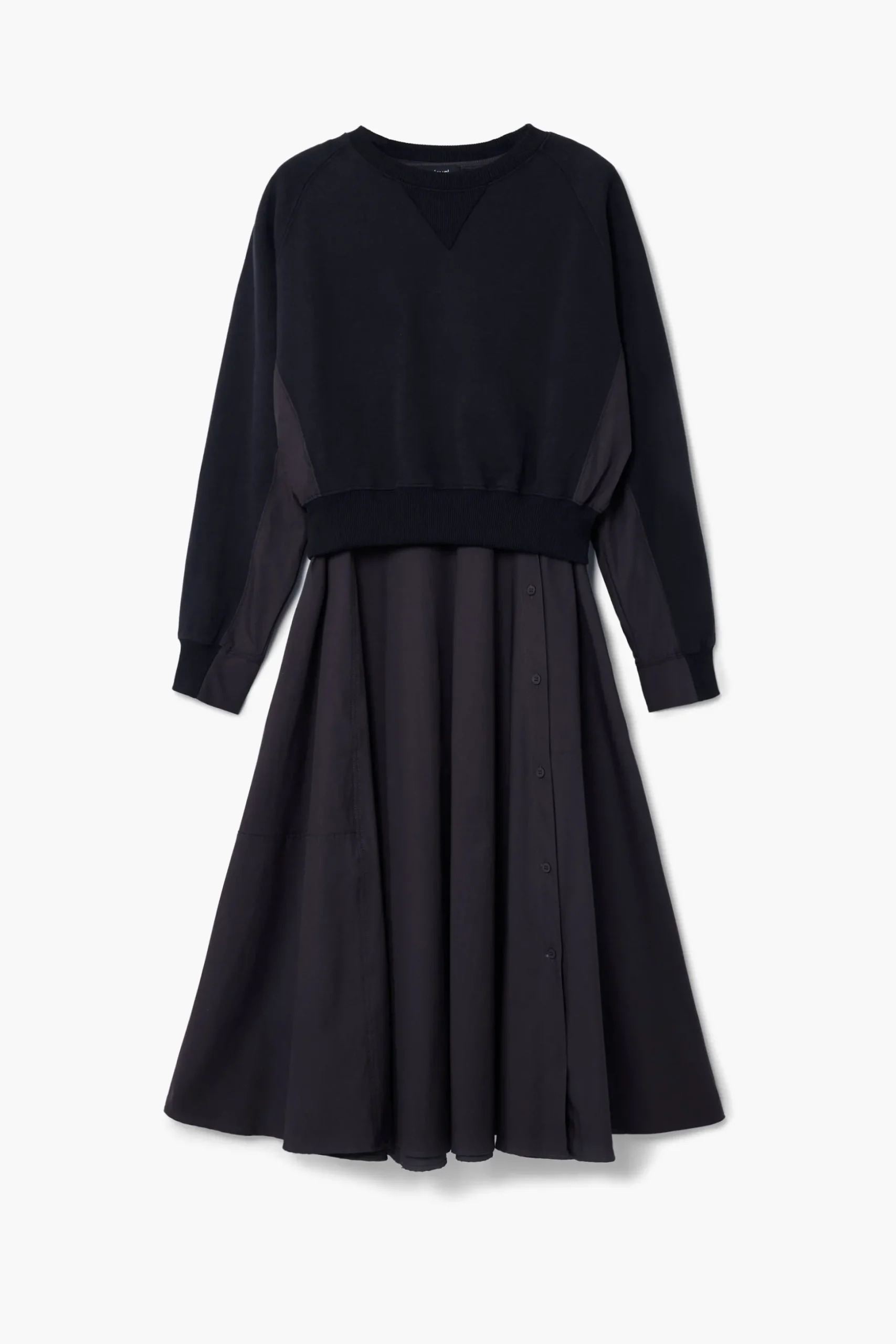 Vestido combinado liso