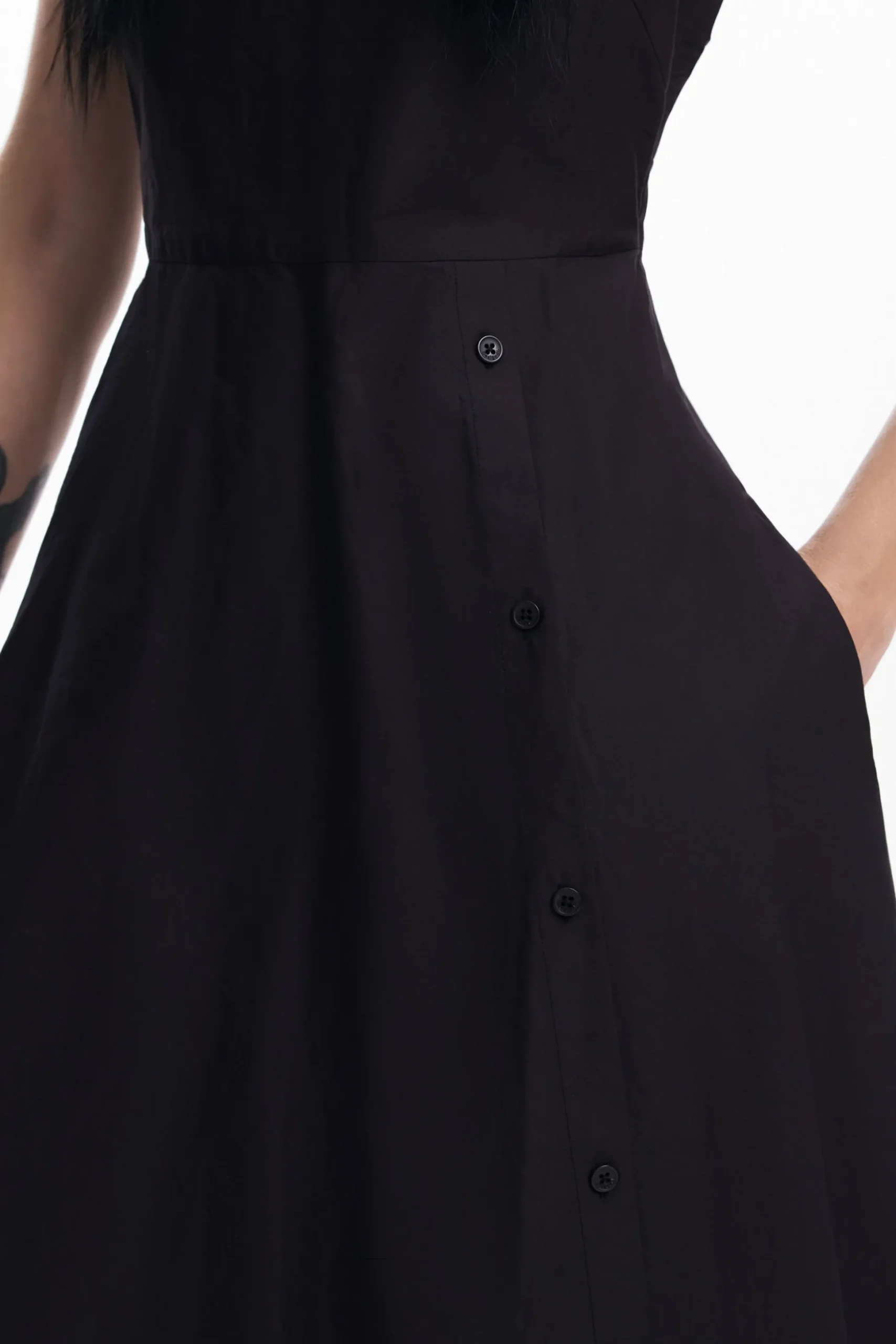 Vestido combinado liso