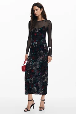 Vestido combinado mesh
