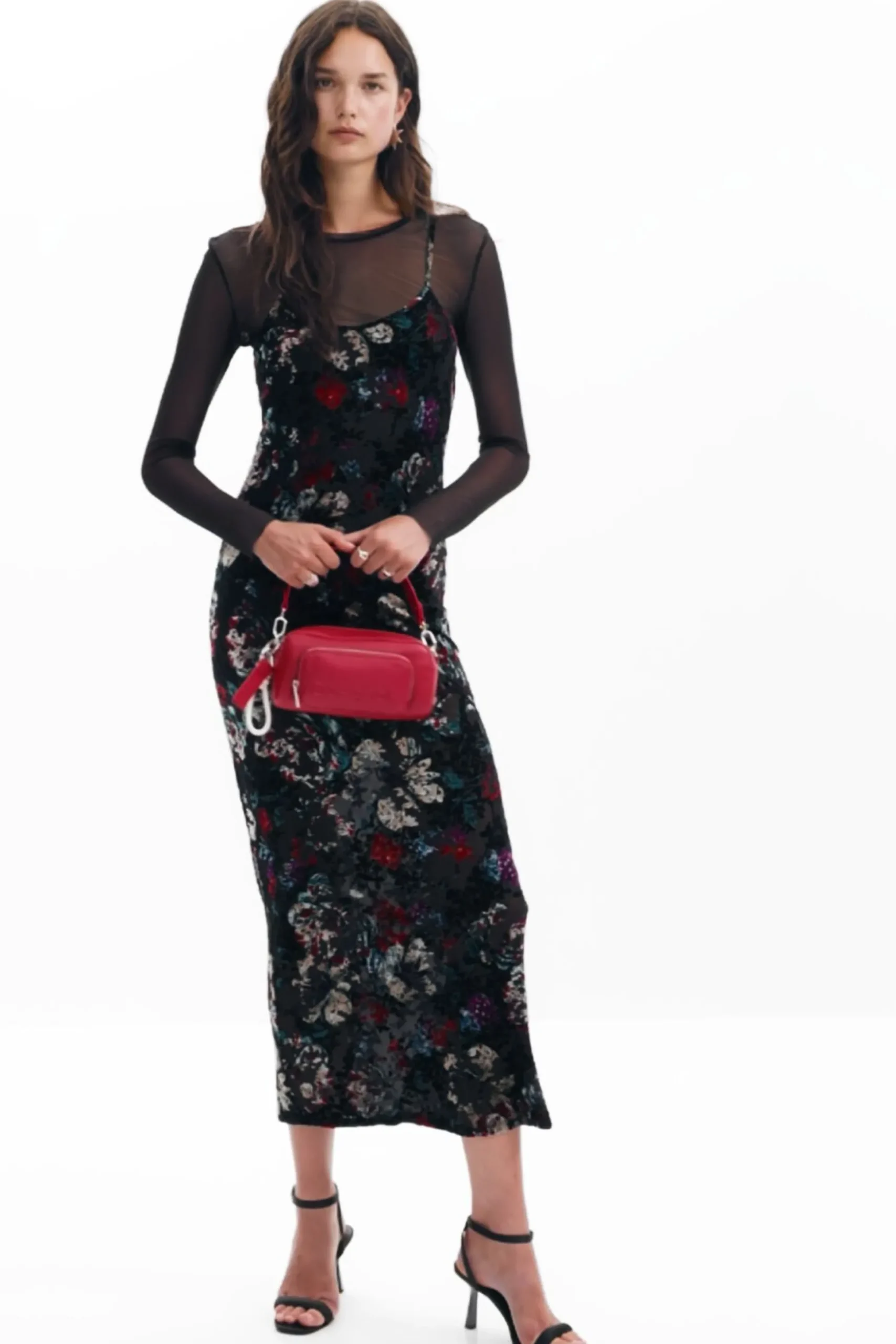 Vestido combinado mesh