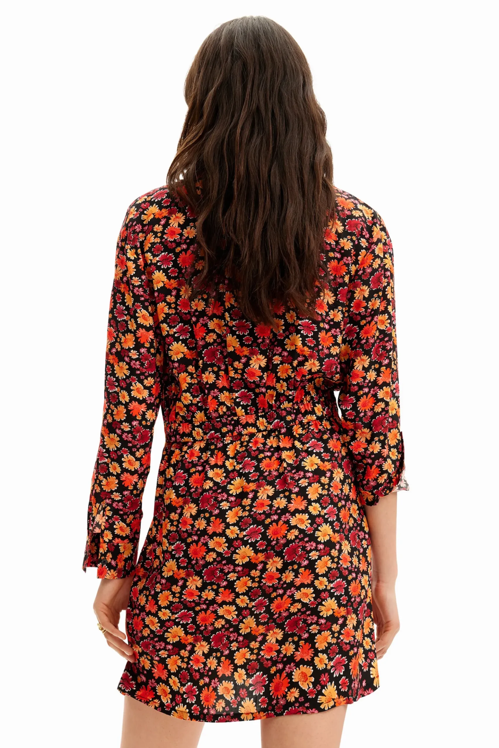 Vestido corto camisero flores