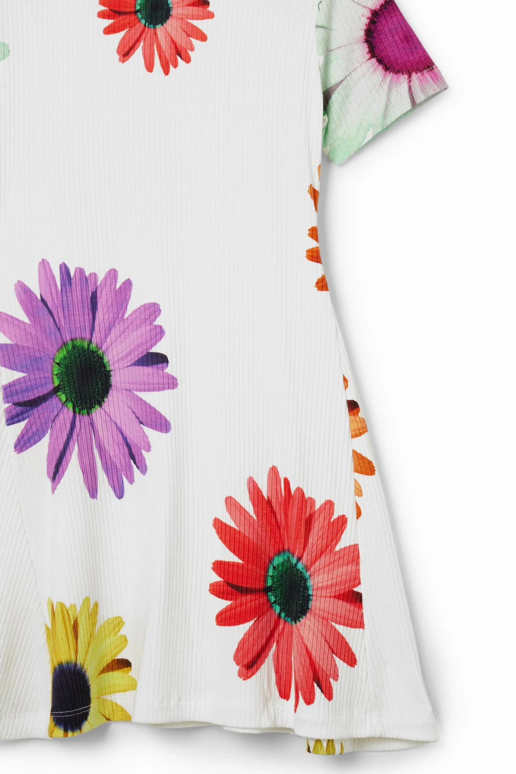 Vestido corto canalé margaritas