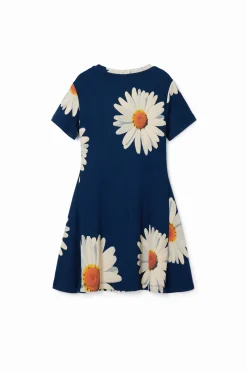 Vestido corto canalé margaritas