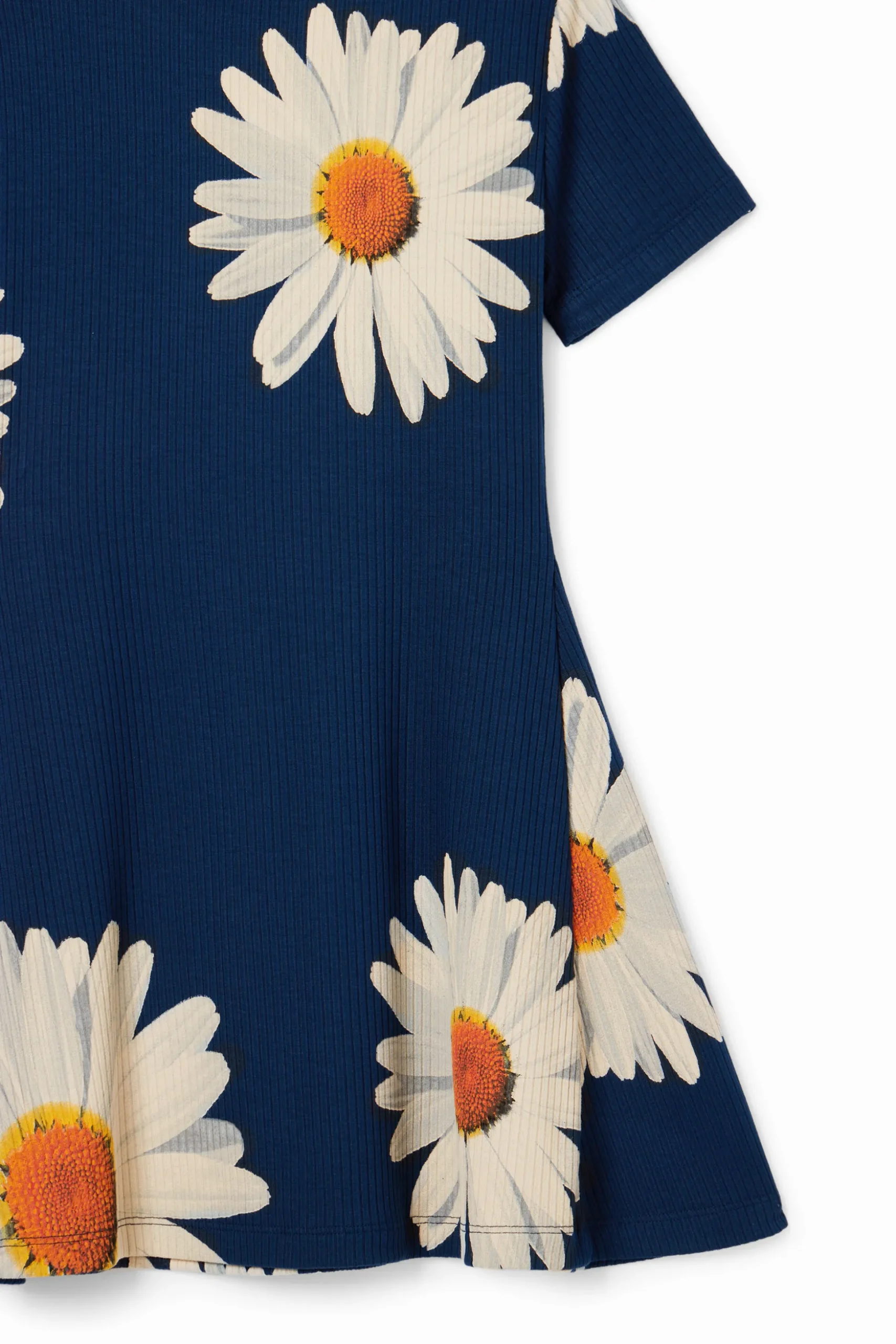 Vestido corto canalé margaritas