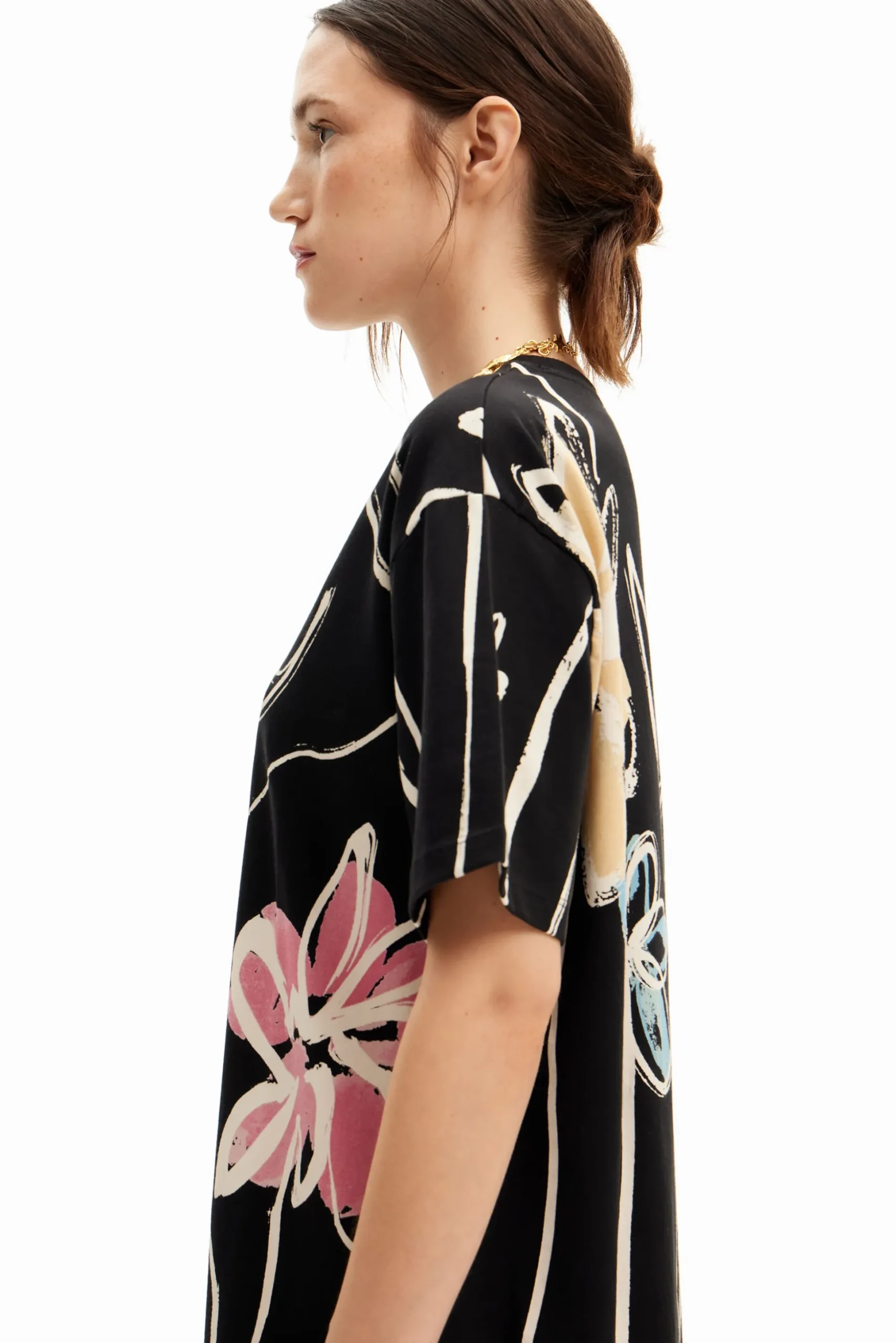 Vestido corto flores ilustradas
