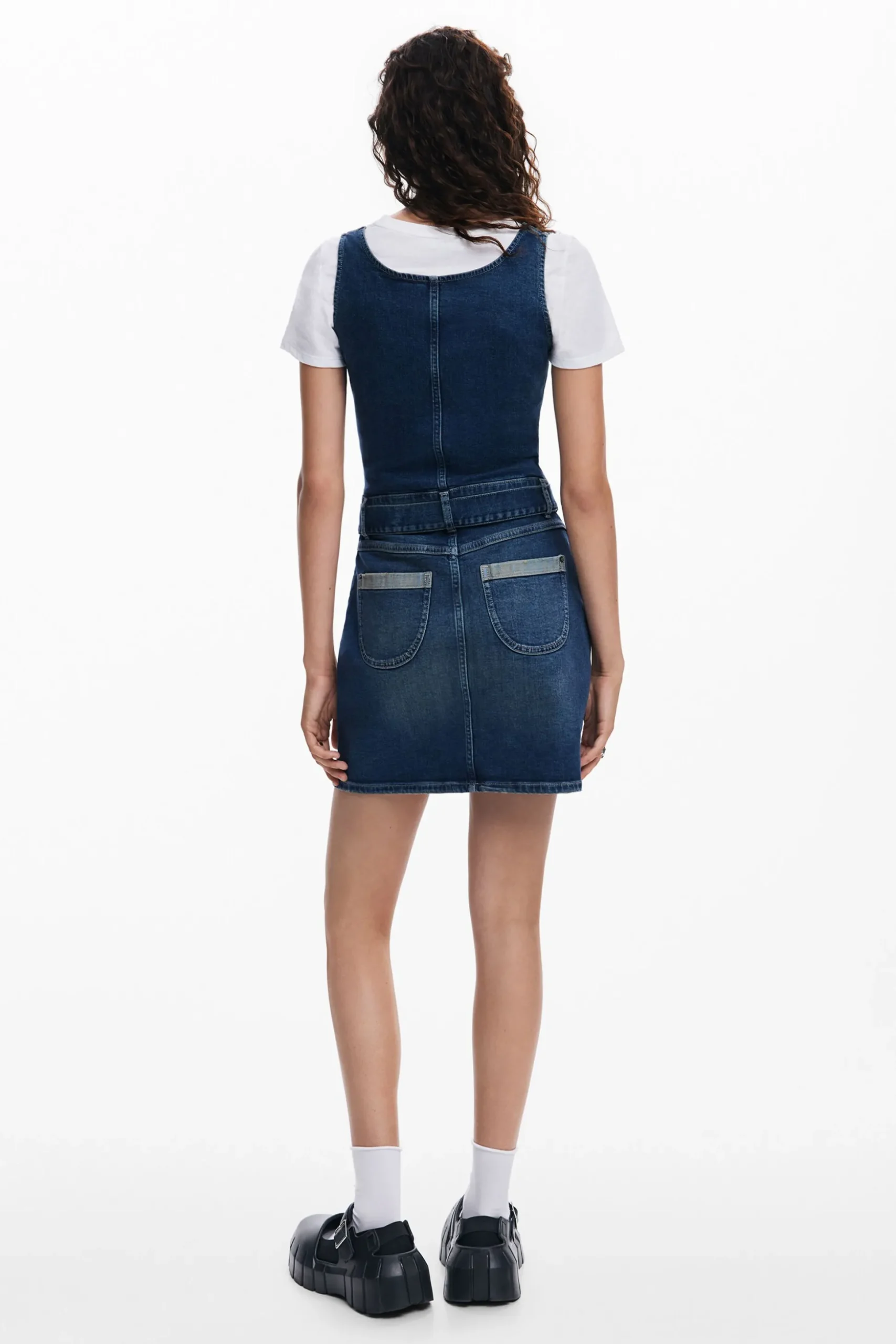 Vestido denim cinturón