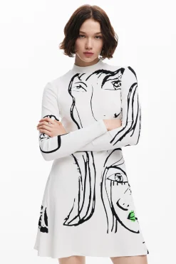Vestido estampado caras