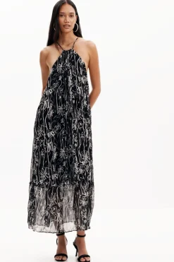 Vestido halter ilustraciones flores