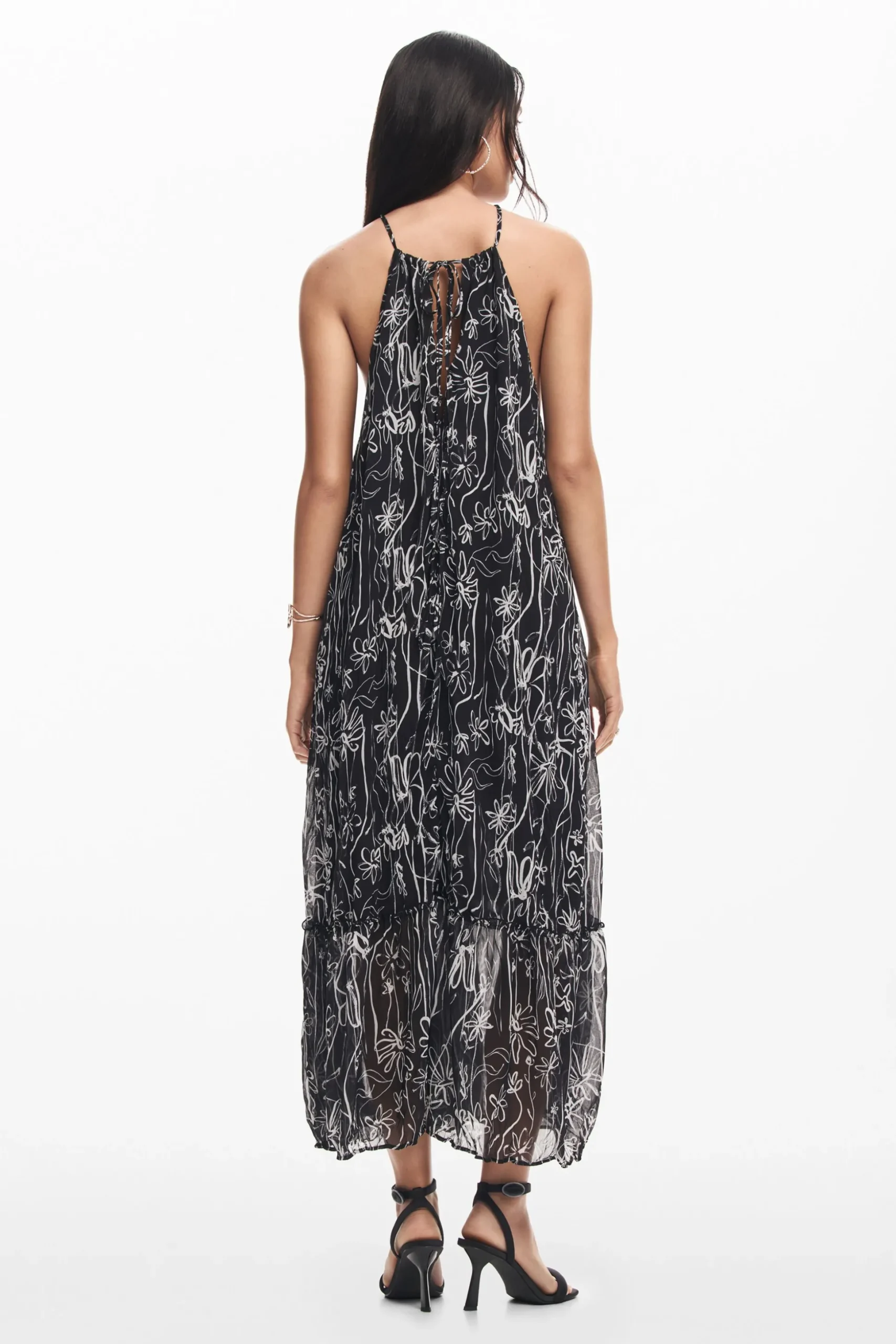 Vestido halter ilustraciones flores