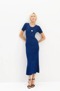 Vestido largo canalé jaspeado