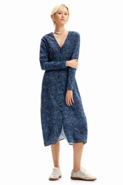 Vestido midi camisero flores