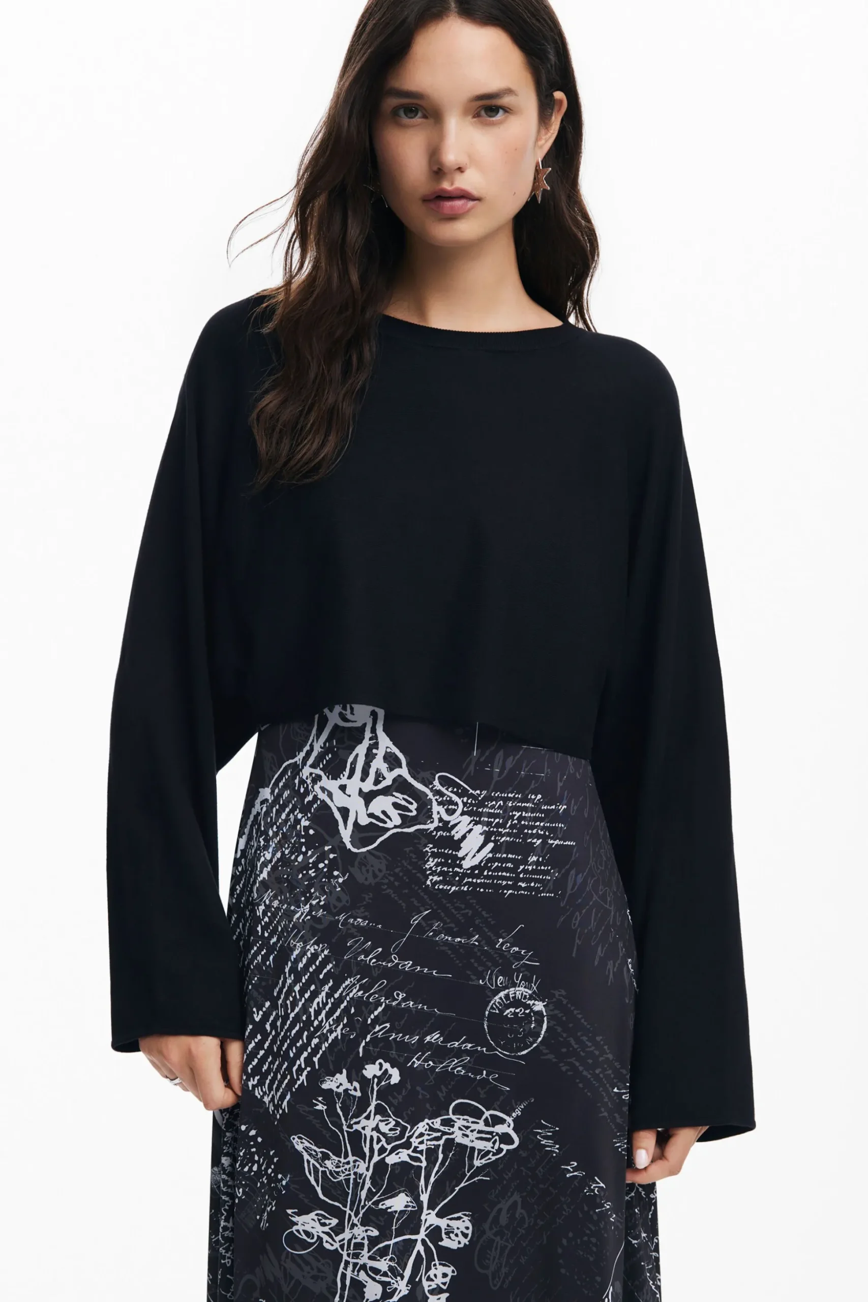 Vestido midi combinado