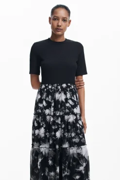 Vestido midi combinado
