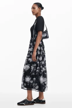 Vestido midi combinado