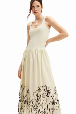 Vestido midi evasé flores