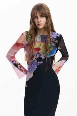 Vestido midi flores
