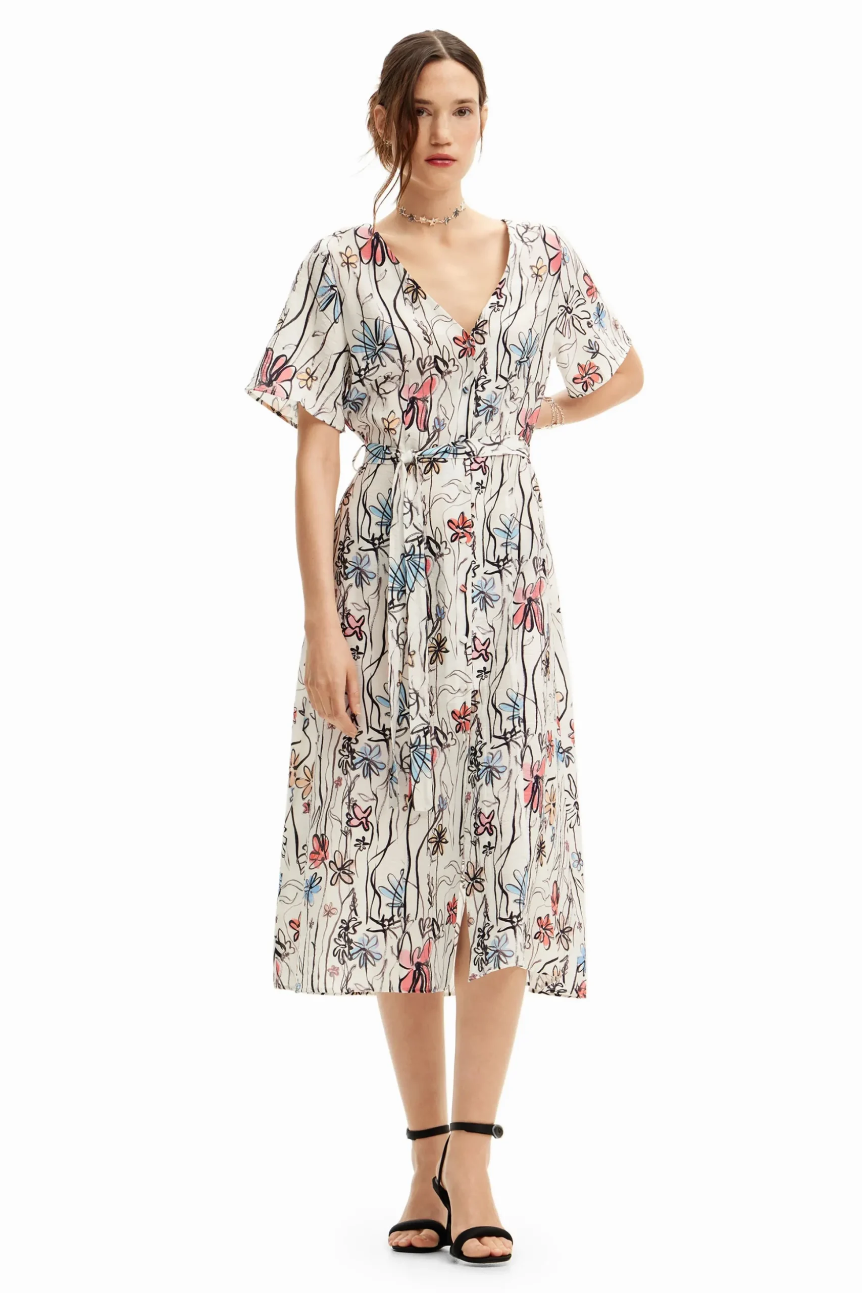 Vestido midi flores