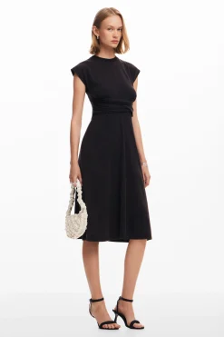 Vestido midi frunces