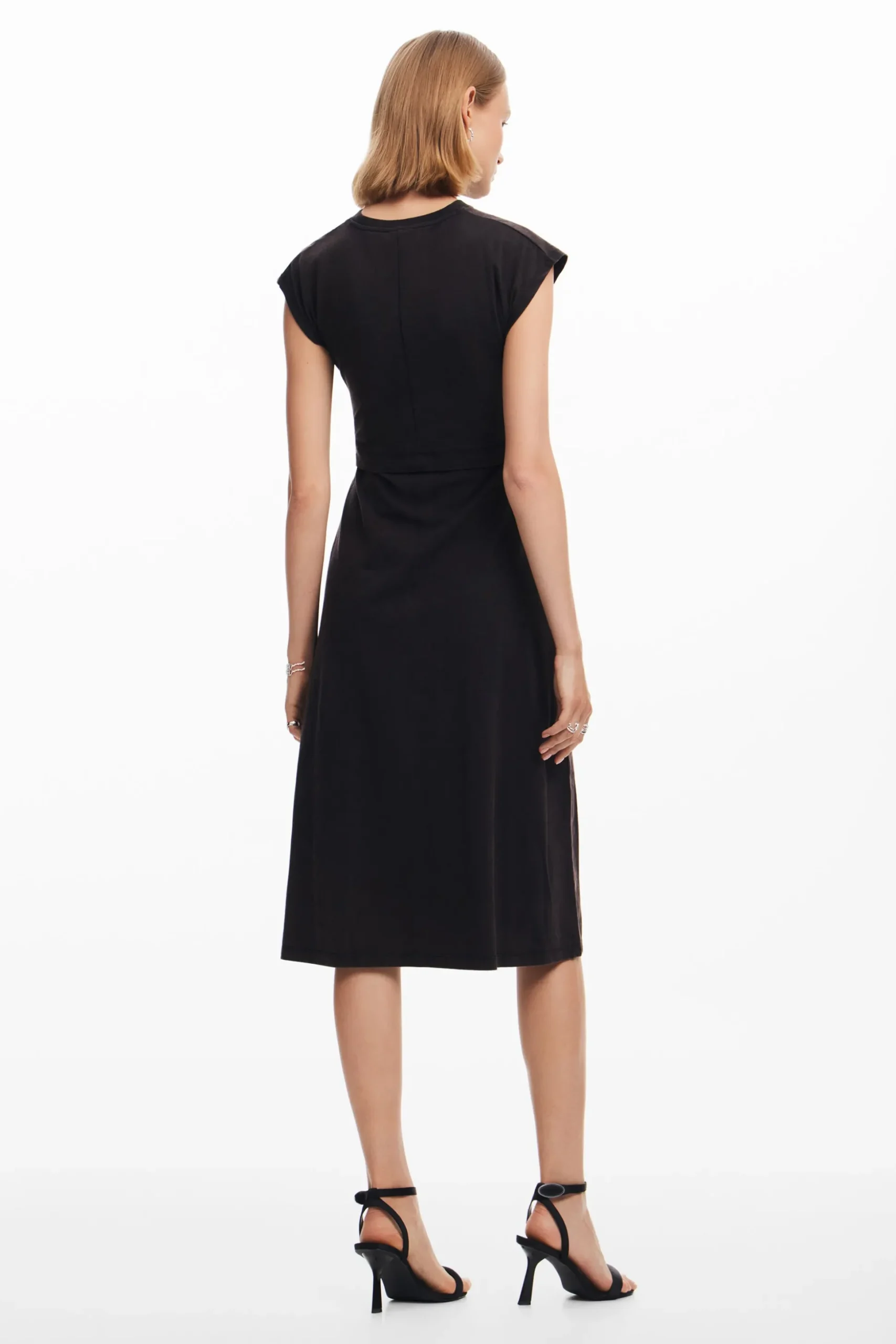 Vestido midi frunces