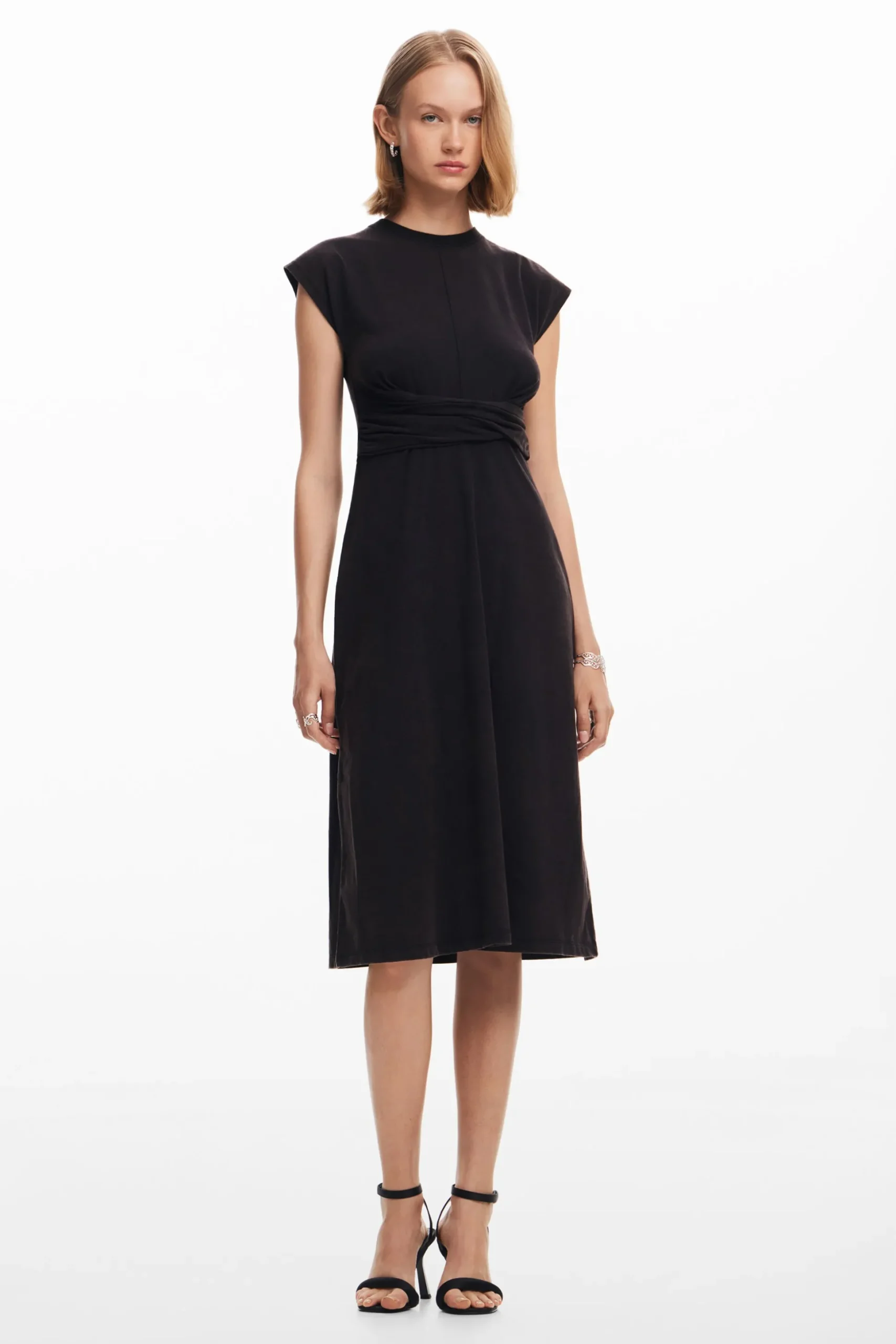 Vestido midi frunces