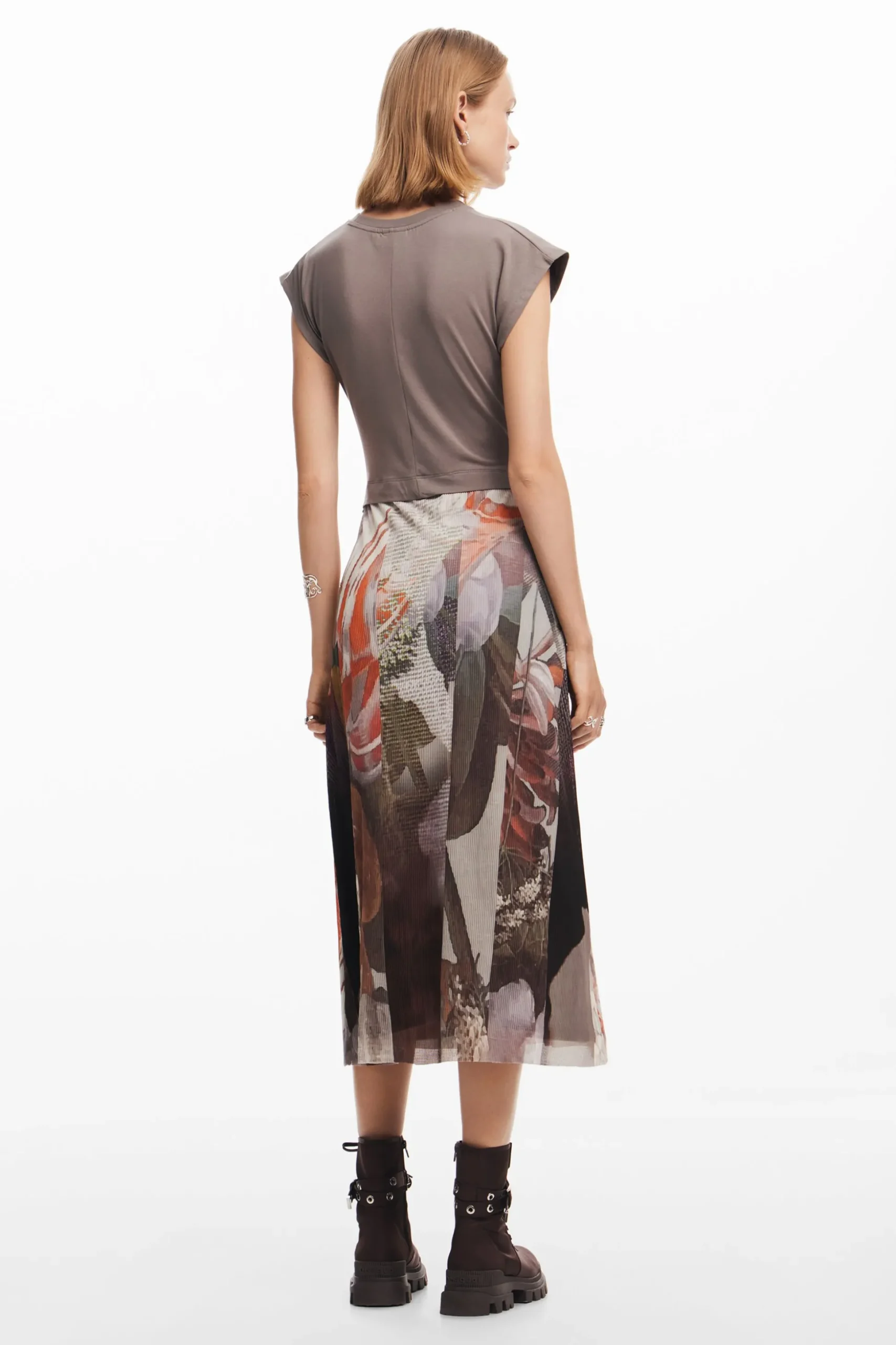 Vestido midi híbrido flores