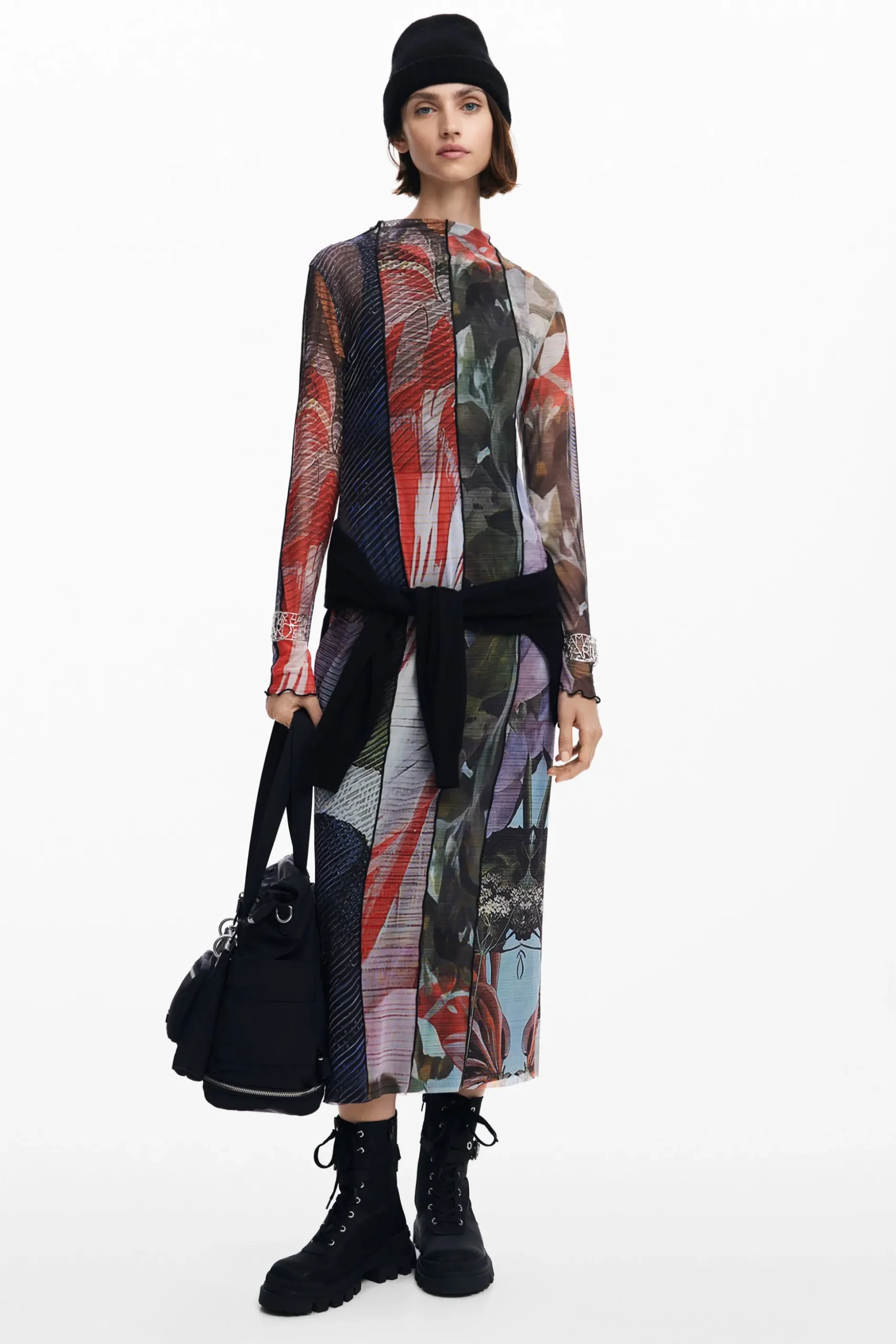 Vestido midi tul estampado