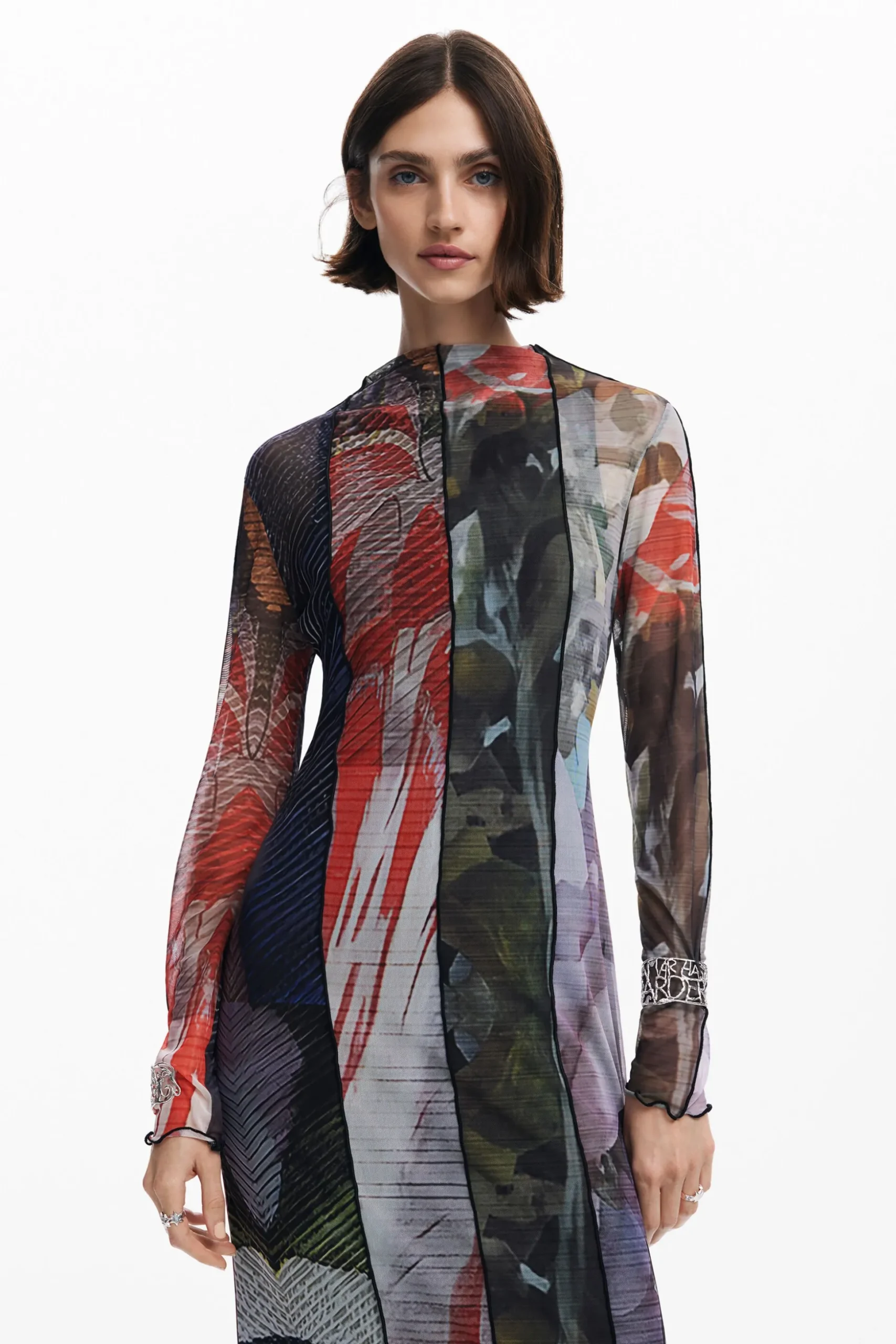 Vestido midi tul estampado