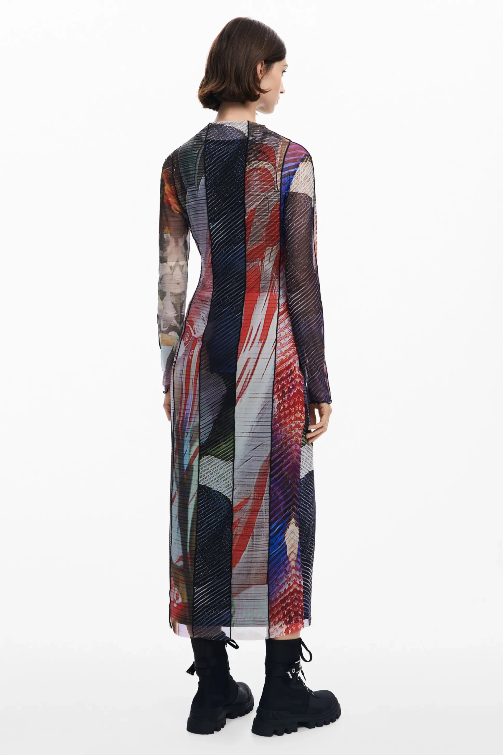 Vestido midi tul estampado